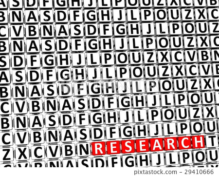 3D Word Research inside different letters blocks 29410666
