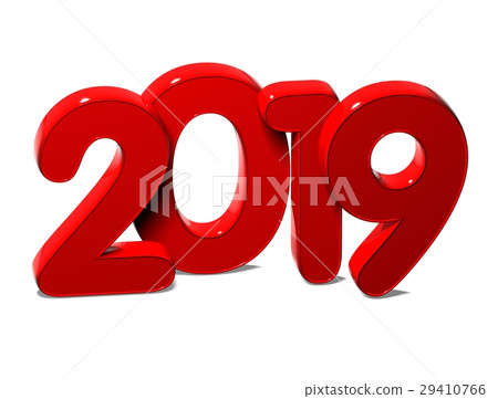 3D Red New Year 2019 on white background 29410766