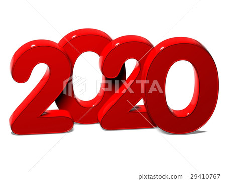 3D Red New Year 2020 on white background 29410767
