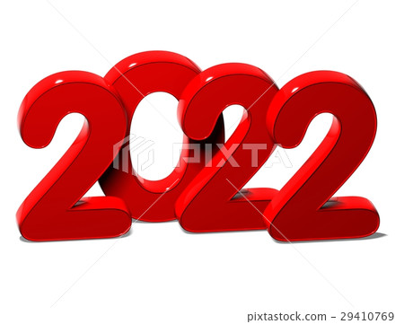3D Red New Year 2022 on white background 3D Red New Year 2022 on white background 29410769