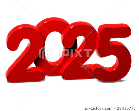 3D Red New Year 2025 on white background 3D Red New Year 2025 on white background 29410773