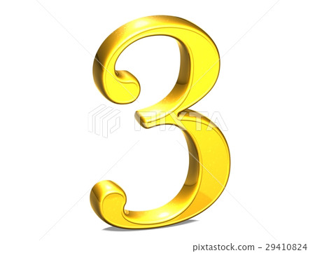 3D Set Gold Number on white background 29410824