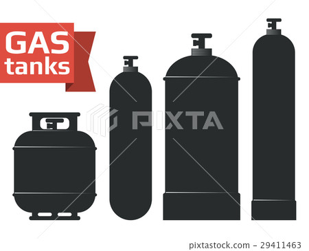 Various gas tanks sihlouette icons set. 29411463