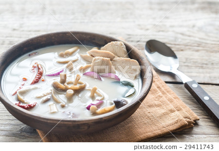 Bowl of thai tom kha kai soup Bowl of thai tom kha kai soup 29411743
