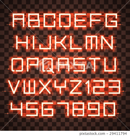 Glowing Blue Orange Alphabet. 29411794