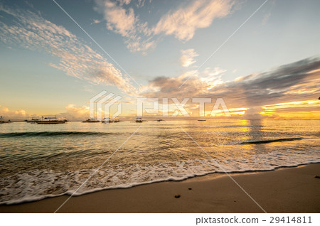 Tropical beach sunset at Philippines 29414811