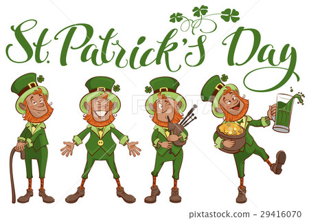 St. Patricks day lettering text. Set fun cartoon 29416070