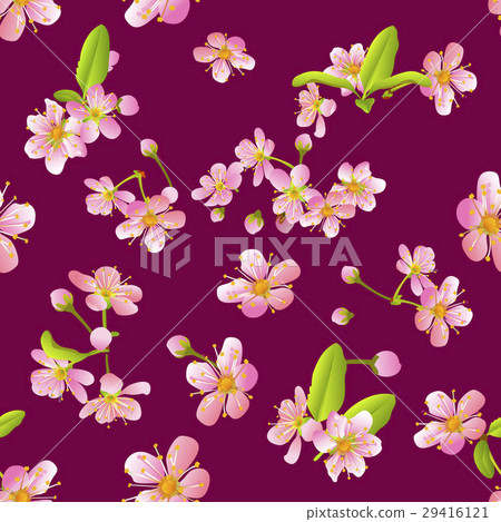 Pink cherry sakura flower blossoms seamless Pink cherry sakura flower blossoms seamless 29416121