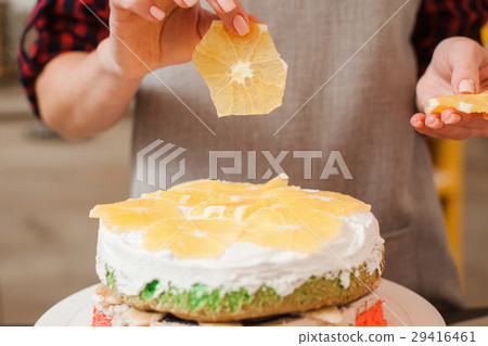 Orange decoration for sweets, desserts and cakes 29416461