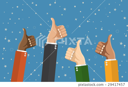 Businessmans hands hold thumbs up. Businessmans hands hold thumbs up. 29417457