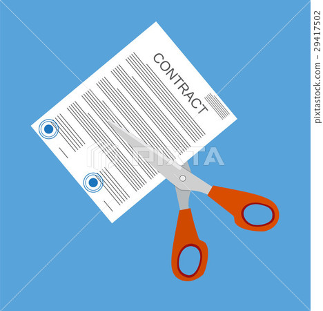 Scissors cutting contract document. 29417502