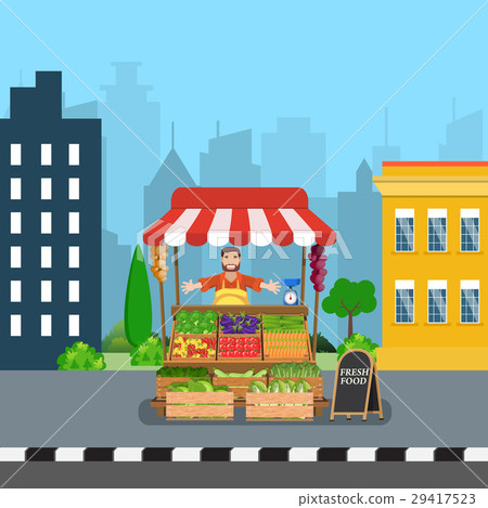male street vendor selling vegetables 29417523