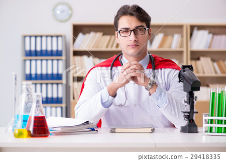 Superhero doctor working in the lab hospital Superhero doctor working in the lab hospital 29418335