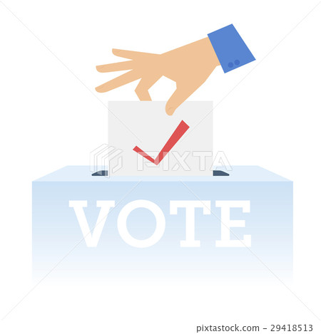 Human hand putting voting paper in the ballot box 29418513