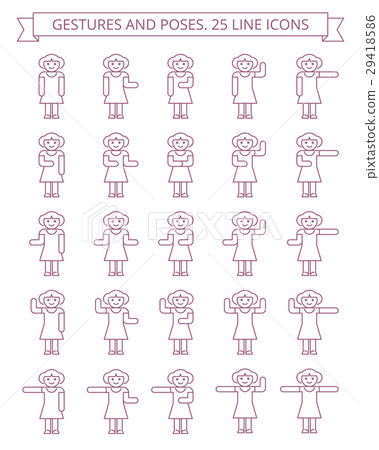 Gestures and poses line icons #2 Gestures and poses line icons #2 29418586