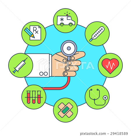 Doctor's hand with a stethoscope. Doctor's hand with a stethoscope. 29418589