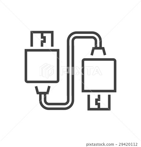 Twin USB Adapter Line icon Twin USB Adapter Line icon 29420112