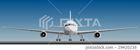Vector illustration of big airplan in front. 29420238