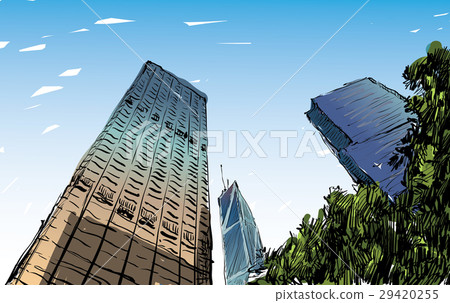 Sketch of cityscape in Hong Kong show townscape  29420255