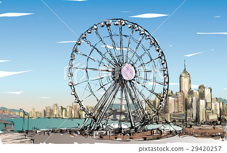 Sketch of cityscape in Hong Kong show townscape  29420257