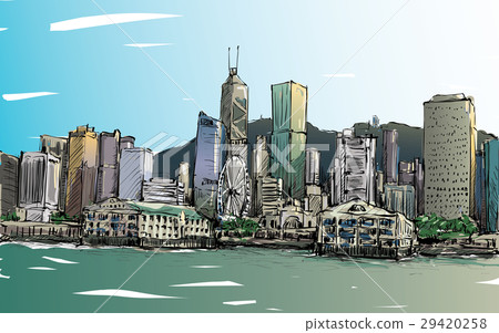 Sketch of cityscape in Hong Kong show townscape  29420258