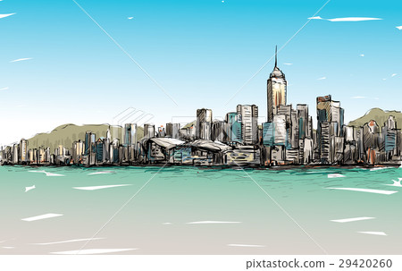 Sketch of cityscape in Hong Kong show townscape 29420260