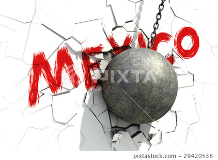 Metallic Wrecking Ball Shattering White Wall With Metallic Wrecking Ball Shattering White Wall With 29420538