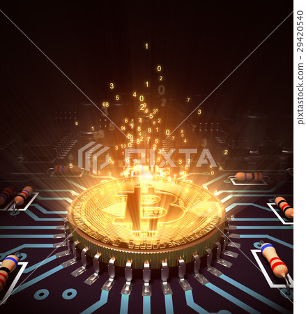 Concept Of Bitcoin Like A Computer Processor With 29420540