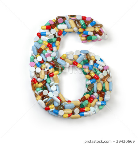 Number 6 six. Set of alphabet of medicine pills Number 6 six. Set of alphabet of medicine pills 29420669