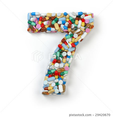 Number 7 seven. Set of alphabet of medicine pills Number 7 seven. Set of alphabet of medicine pills 29420670