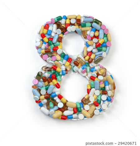 Number 8 eight. Set of alphabet of medicine pills Number 8 eight. Set of alphabet of medicine pills 29420671