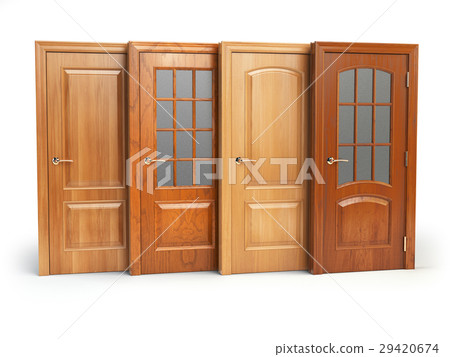 Sale of wooden doors isolated on white Sale of wooden doors isolated on white 29420674