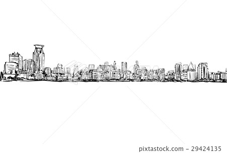 Sketch of cityscape in Shanghai show architecture Sketch of cityscape in Shanghai show architecture 29424135