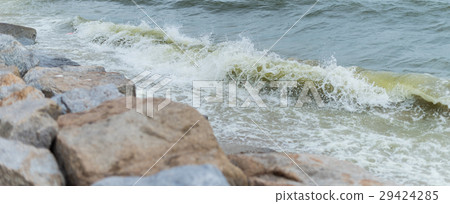 Sea wave with beach, Algal bloom in sea 29424285