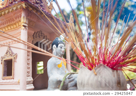 Offerings to gods in  temple with aroma sticks 29425847