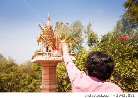 Offerings to gods in  temple with aroma sticks 29425851