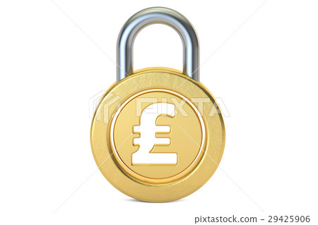 pound sterling padlock, 3D rendering pound sterling padlock, 3D rendering 29425906
