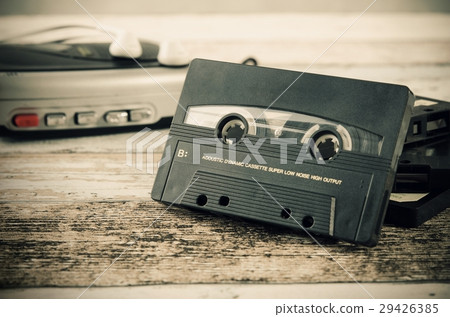 Old casette tape player. Retro style photo. Old casette tape player. Retro style photo. 29426385