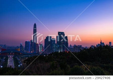 Evening landscape magic hour in Shenzhen China from Lianhua Mountain Park Evening landscape magic hour in Shenzhen China from Lianhua Mountain Park 29427406