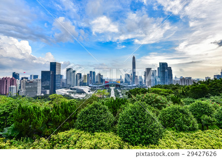 高層建築群風景在深圳，中國 29427626