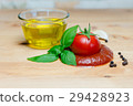 Ketchup tomato basil olive oil herbs garlic board  29428923