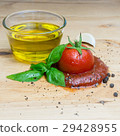 Ketchup tomato basil olive oil herbs garlic board  29428955