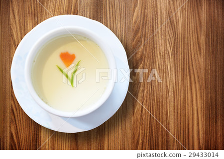 Steamed Egg on brown wood background 29433014