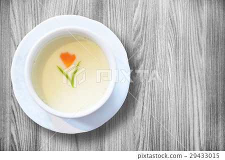 Steamed Egg on white wood background 29433015