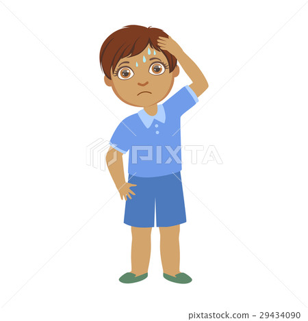 Boy With A Headache,Sick Kid Feeling Unwell 29434090