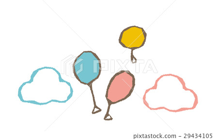 Clouds And Balloons [line Drawings · Series] - Stock Illustration 