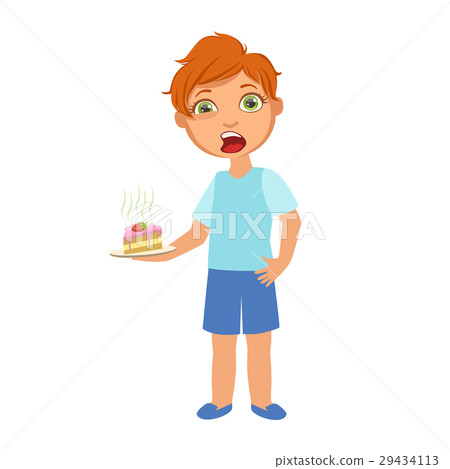 Boy With Cake Nauseous,Sick Kid Feeling Unwell 29434113