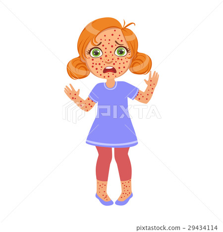 Girl With Red Pimples Rush,Sick Kid Feeling Unwell 29434114
