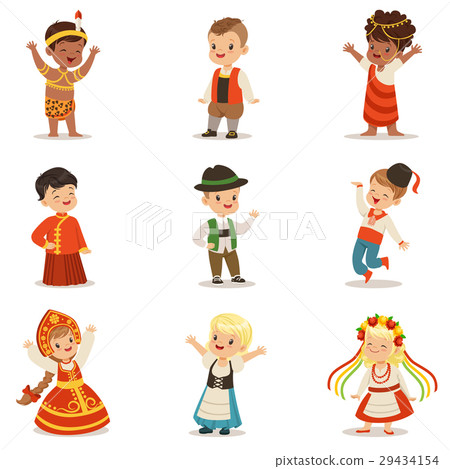 Kids Wearing National Costumes Of Different Kids Wearing National Costumes Of Different 29434154