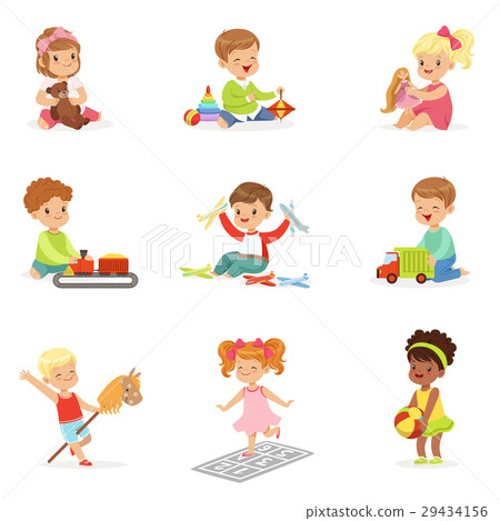 Cute Children Playing With Different Toys And Cute Children Playing With Different Toys And 29434156